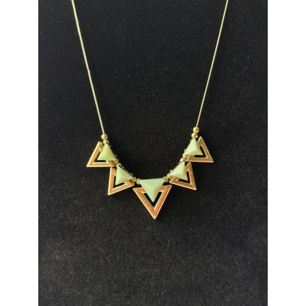 gold and turquoise triangle statement boho necklace